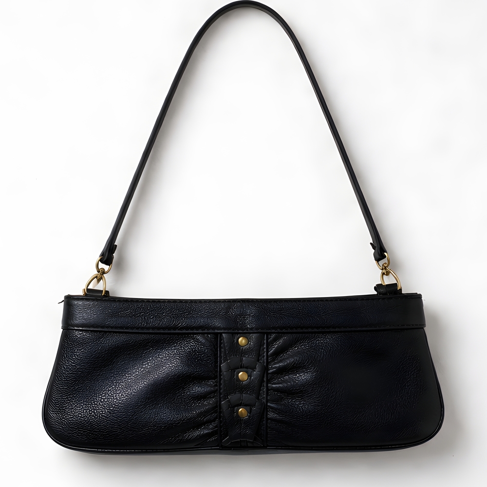 Wilsons Vintage Leather Classic Black‎ Shoulder Bag/Clutch W/Stud Embellishments